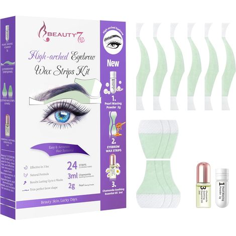 Bandes de Cire Froide Visage pour Sourcils Forme Arqués 24 bandes d'épilation Avec Huile Essentielle Apaisante 3g + Poudre de Perle 2ml (1/5)