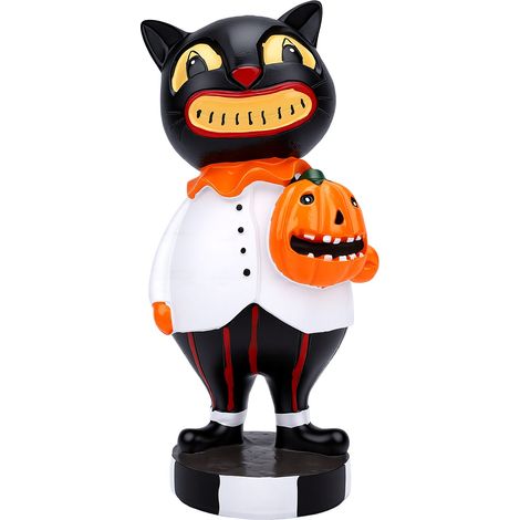 Figurine de chat noir résine statue de table effrayante décoration de bureau pour étagère, manteau, fête festive, maison centre de table (1/5)