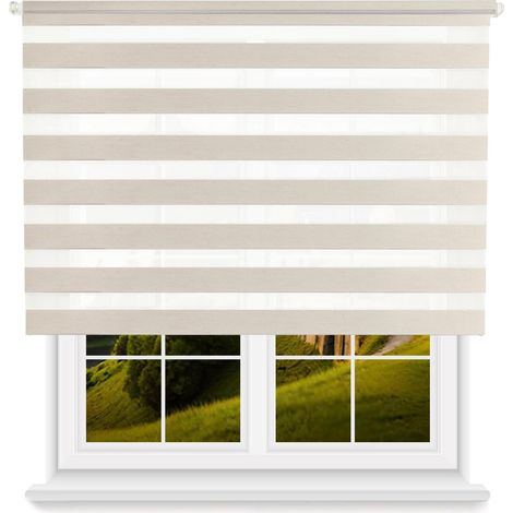WellHome Estor enrollable noche/dia con cadena PVC, 120x175cm Lino