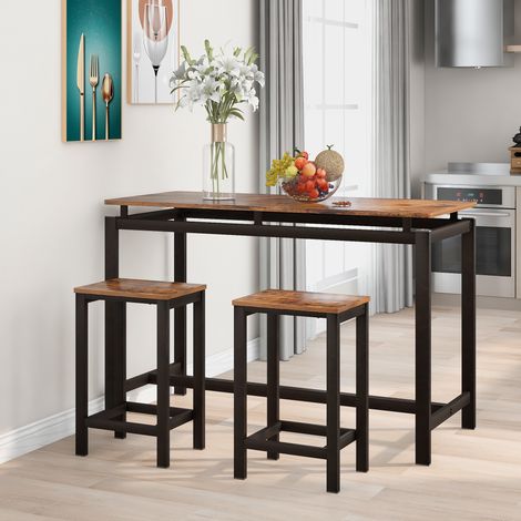 Bartisch-Set, Bar Tisch und St¨¹hle aus Eisenholz, K¨¹chentisch und St¨¹hle, Stehtisch und Barhocker, Restaurant, Stehtisch aus dunklem Holz (1/5)