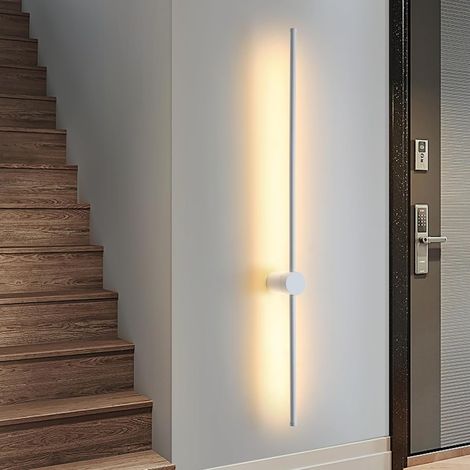 ZMH Applique murale LED d'intérieur - Lampe de couloir moderne 100 cm de long - Lampe d'escalier - Blanc chaud 3000 K - Lampe de lit pivotante - Éclairage mural pour couloir, escalier, chambre à couch (1/5)