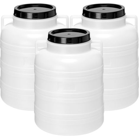 Garronda réservoir d'eau de 3 x 40 litres, Baril Alimentaire, fût à Large Ouverture en HDPE et sans BPA, tonneau de Jardin, bac à Aliments pour Animaux, conteneur d'eau, tonneau Universel GD-0127, Bla