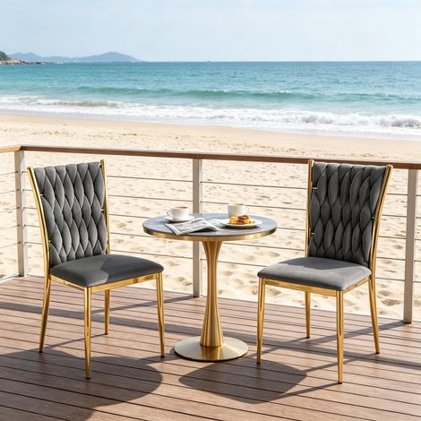 Fauteuil de bureau pour télétravail, chaise de cuisine design, siège de salle à manger, fauteuil de salon à dossier élevé (lot de 2 unités) (1/5)
