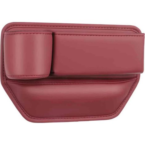 Boîte de rangement pour siège auto, en cuir, avec porte-gobelet, 28 x 18 x 2 cm, rouge
