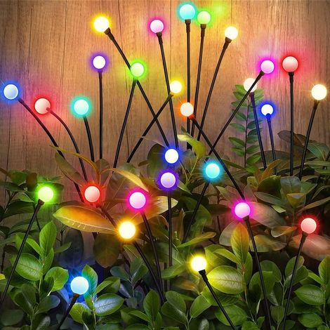 Lumiere Solaire Exterieur, 4 en 1 Lucioles Solaire Jardin, LED Lampe Solaire de Jardin avec Télécommande, 8 Modèle Lumière, Minuterie Automatique (1/5)