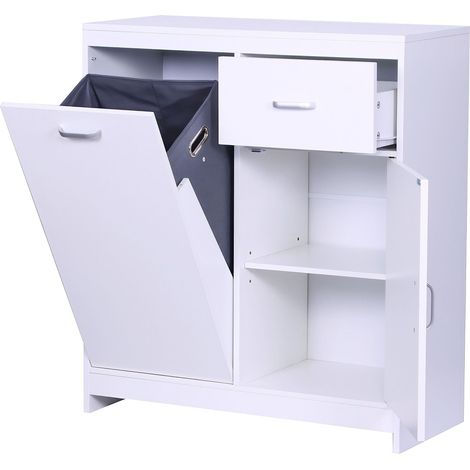 Relaxdays Armadio portabiancheria , sacco estraibile 48 l, cassetto, 2 scomparti, HLP: 90 x 80 x 35 (1/5)