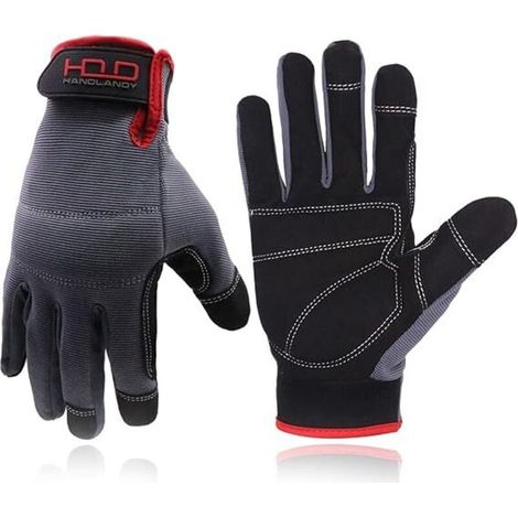 Gants de travail HANDLANDY pour hommes et femmes, gants de travail mécaniques pratiques pour écran tactile, gants de travail de jardin flexibles taille S (1/4)