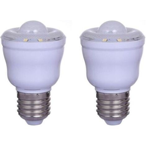Lot de 2 Ampoules à détecteur de mouvement PIR avec Culot E27,2W, Blanc Chaud 3000K, Veilleuse Automatique On/Off,Cour AC 220-240V,Non dimmable (1/5)