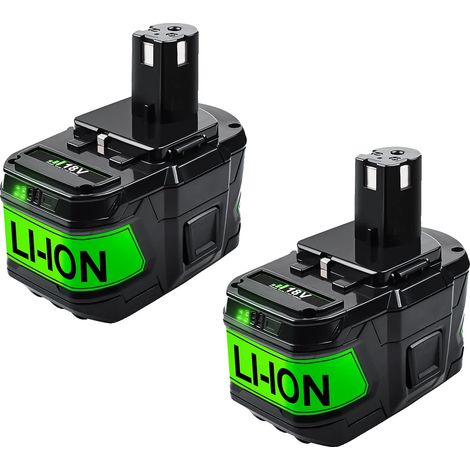 Batterie de remplacement, 18V, Li-ion, compatible avec Ryobi, 2 PACK 9.0Ah (1/2)