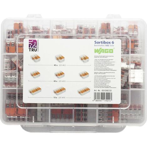 Wago – Assortiment de bornes pour boîte de dérivation WA741644 – 105 pièces – Sections 0.14-4 mm² flexible et 0.2-4 mm² rigide