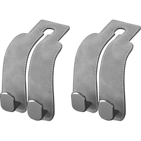 CCYKXA Invisible Car Seat Hooks (2 Pack, Grey) - Scratch Resistant Metal Hooks with Suede Cover - Universal Car Storage