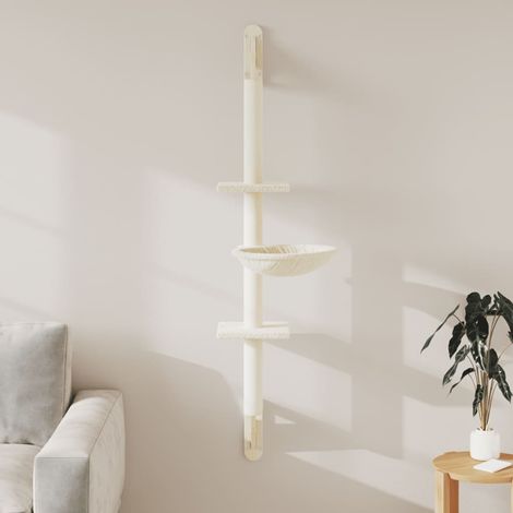 vidaXL Wall-mounted Cat Tree with Scratching Post Cream 142,5 cm