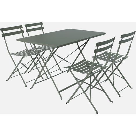 Tavolo da giardino bistrot pieghevole in metallo con 4 sedie, 110x70cm (1/5)