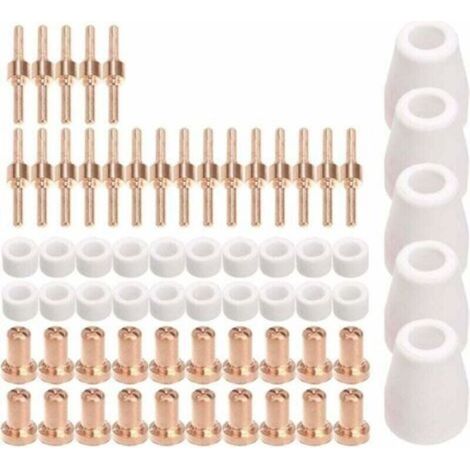 65-Piece Plasma Cutter Electrode and Tip Nozzle Kit - Consumable Accessories for PT31, 30, 40, and 50 Plasma Cutter Welding Tools (1/5)