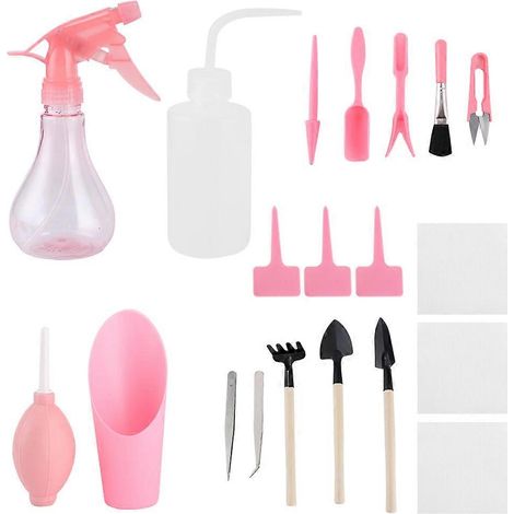 Kit de 19 outils de jardinage pour plantes succulentes, transplantoir et accessoires de rempotage pour bonsaï et plantes d'intérieur, lot complet (1/5)