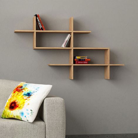 Bibliothèque murale design moderne en bois Halic