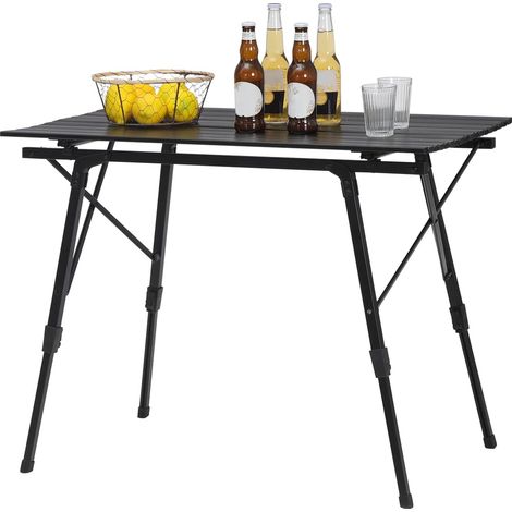 WOLTU Picnic Table, Folding Camping Table with Adjustable Height, with Packing Bag, Black (1/5)