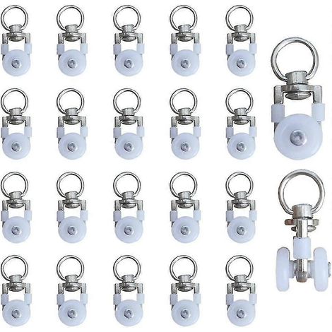 20 poulies métalliques, poulies pour rideaux, crochets pour rideaux coulissants, poulies pour tringle à rideaux
