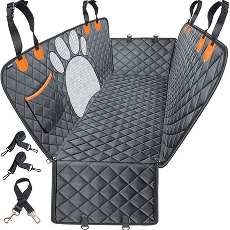 Housse de Siège pour Chien Housse Banquette Arrière Antidérapant et Imperméable avec Fermeture à Glissière Extérieure Chien Housse de Protection de Coffre Universelle pour Voitures 135X148 cm (1/5)