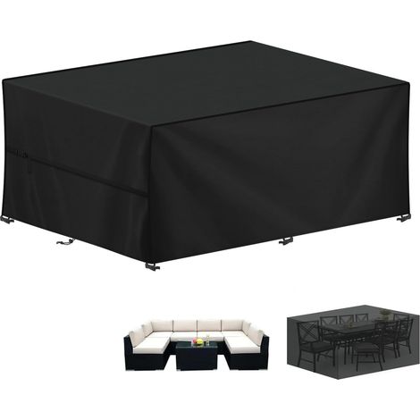 Housse Table Jardin, 420D Oxford Bâche Table de Jardin Imperméable Bache de Protection Exterieur Salon de Jardin, Housse pour Mobilier de Jardin, Ensembles de Table et de Canapé, 300x200x80cm (1/5)