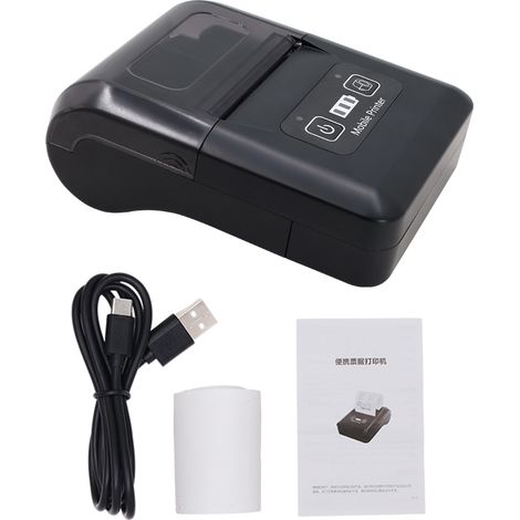Mini imprimante thermique portable 58 mm 2 pouces sans fil BT + USB reçu de facture avec papier d'impression 57 mm compatible IOS Android Win pour les ventes de restaurants au détail et les petites en (1/5)