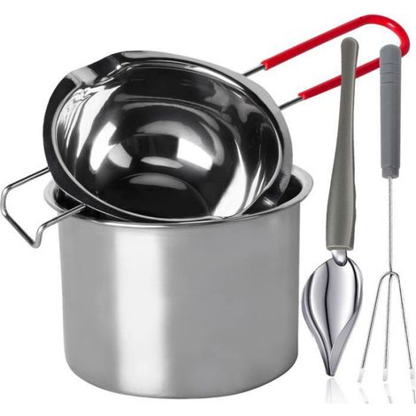 Casserole Bain-Marie Inox Double, Pot de Fusion Grande Capacité avec Poignée Résistante pour Chocolat, Beurre, Fromage, Bougies (1/5)
