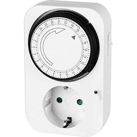 Programador diario 24 horas Orbegozo para luces y aparatos de hasta 16 A. Intervalos de 15 minutos, potencia máxima 3600W