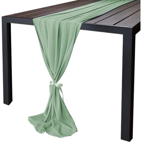 Chemin de table en mousseline, vert sauge uni, décoration intérieure simple et élégante, 1 pièce, 30-300 cm