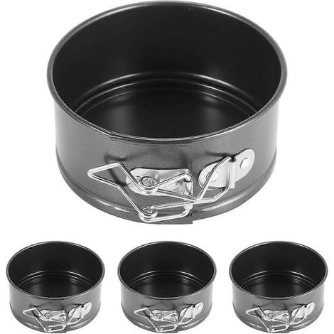 Ensemble de 4 mini moules à charnière de 10 cm - Moules antiadhésifs pour mini-cheesecakes et mini-pizzas (1/5)