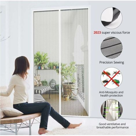 Zanzariera per finestra, zanzariera magnetica su misura per porta, tenda antizanzare per ingresso, porta, patio, bianca, 80 x 210 cm (1/2)