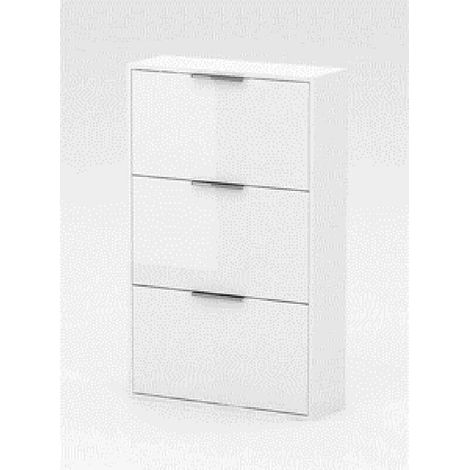 Meuble A chaussures avec 3 A tagA res rabattables, couleur laquA blanc cm 65x25x100h meuble de salle de bain