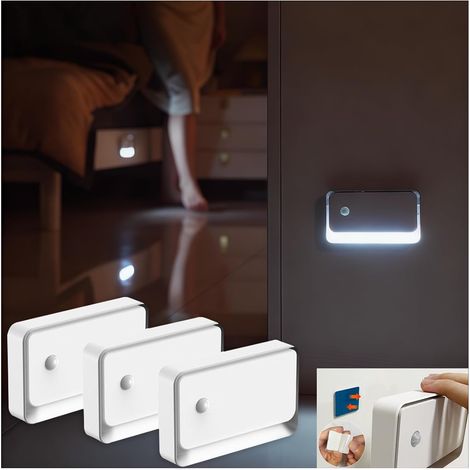 Veilleuse Detecteur de Mouvement Lot de 3, 3000K Veilleuse Rechargeable USB-C,Luminosité Réglable, pour Escaliers, Couloirs (Blanc Chaud) (1/5)