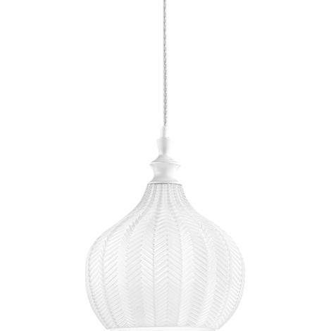 CLEOFE S/11 -  LAMPADARIO SOSPESO 1 LUCE ATTACCO E27 IN VETRO COLORE BIANCO D.23CM (1/3)
