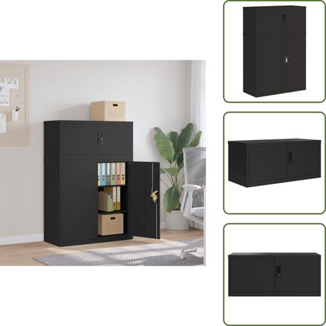 vidaXL Aktenschrank Schwarz 90x40x130 cm Stahl (1/5)