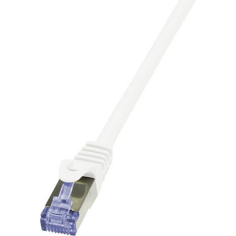 LogiLink CQ3041S RJ45 Câble réseau, câble patch CAT 6a S/FTP 1.50 m blanc ignifuge, avec cliquet d'e (1/2)