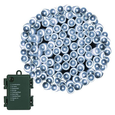 Lampadine per albero di Natale a 50 LED con batteria, bianco freddo con programmatore. (1/5)