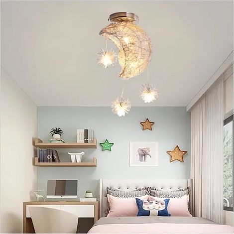 Lustre Plafonnier en Lune,Lampe Plafonnier Industrielle en Aluminium Style Nordique pour Salon Chambre Enfant (1/4)