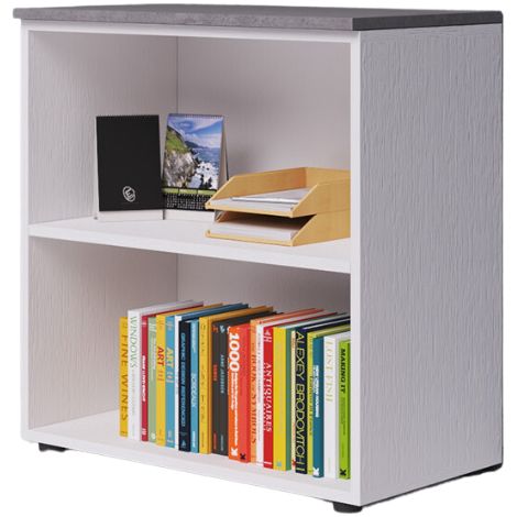 Mobile da ufficio a giorno due vani con top colore Cemento H87x90x45cm