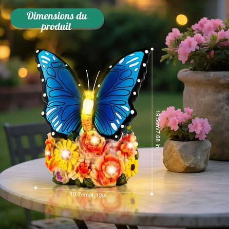 Statue de Jardin Exterieur d'papillons, Deco Sculptures Lampe Solaire Lumière, Idee Cadeau Cadeau Fete des Mere, Cadeaux d'anniversaire pour Maman Femme Homme Balcon Terrasse Salon Maison Decoration (1/5)