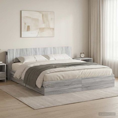 vidaXL Bed Frame with Storage Grey Sonoma 180 x 200 cm Engineered Wood (1/5)