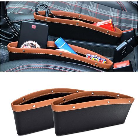 Staufach für die Sitzlücke im Auto, verstellbare Stautaschen, füllt den Raum an der Seite des Sitzes, bietet Stauraum, hilft, Ablenkungen beim Fahren zu reduzieren (Braun)
