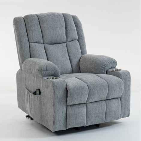 Fauteuil électrique releveur avec fonction massage et chauffe pour seniors, gris clair (1/5)