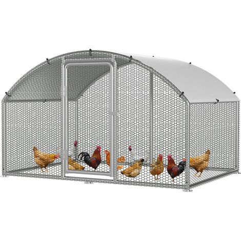 Jiubiaz Enclos 3×2×2 m avec toit arqué – Poulailler en métal accessible, 6 m² de surface, porte verrouillable, parc pour poules et petits animaux (1/5)