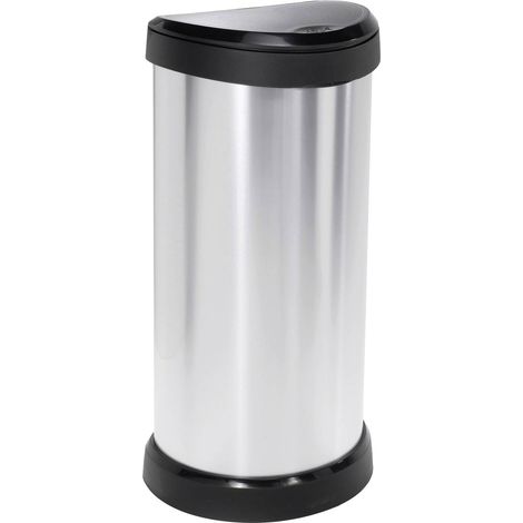 [GEBRAUCHT] B-Ware Curver Deco Bin 240641 Mülleimer 40 Liter Silber Metall Mülltonne Abfalleimer