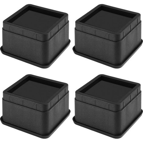 Lot de 4 Rehausseurs de Lit réglables, Rehausseurs de Meubles, Rehausseurs de Meubles Robustes, Hauteur de Levage de 5,1 cm par Rehausseur, Carrés Empilables, Supportant Jusqu'à 1000 kg (1/5)