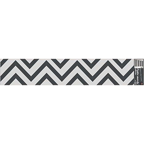 Contremarche adhésive autocollante 19,5 X 100 cm, motif chevrons gris graphique, lignes gris foncé et gris clair, lot de 3. (1/4)
