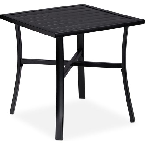 Tavolo da giardino quadrato robusto 80 x 80 x 75 cm ideale 4 persone design semplice in acciaio nero 130008374