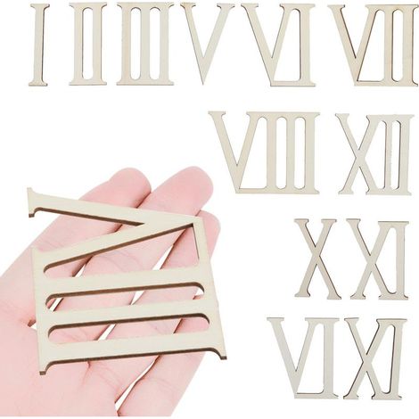 Numeri romani in legno, lettere non rifinite da 7 cm per orologi da parete, 12 pezzi per decorazioni domestiche e progetti fai da te, creazione unica e personalizzazione (1/5)