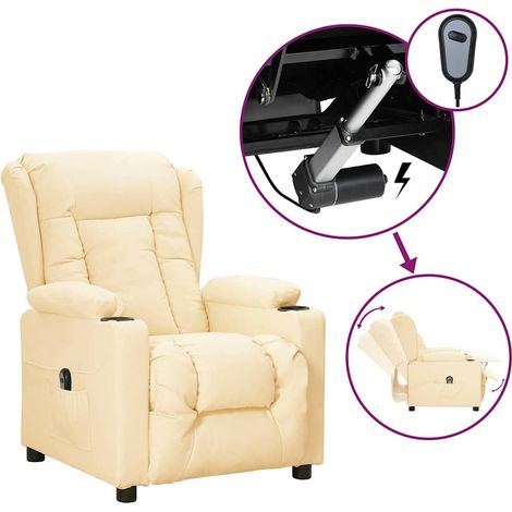 Fauteuil inclinable électrique-Chaise de relaxation-Fauteuil Relax Crème Similicuir 724076 (1/5)