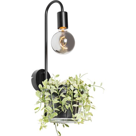 Moderne Wandlampe schwarz mit Glas - Roslini